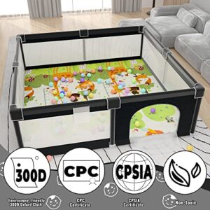 LUTIKIANG Baby Playpen, 79" X 71" Extra Large Playpen, Play Pen for Babies and Toddlers, Indoor Outdoor Kids Play Pen, Sturdy Safety Kid Play Yard, Baby Fence with gate, Play pin for Toddler (Black)