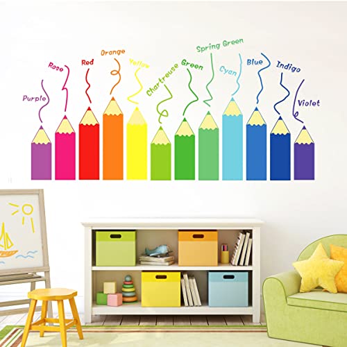 Color Wall Decals for Kids Room, 12 Colors, Large Educational Wall Stickers, Color Kids Wall Corner Decor for Daycare, Nursery, Classroom, Playroom, Living Room, Bedroom