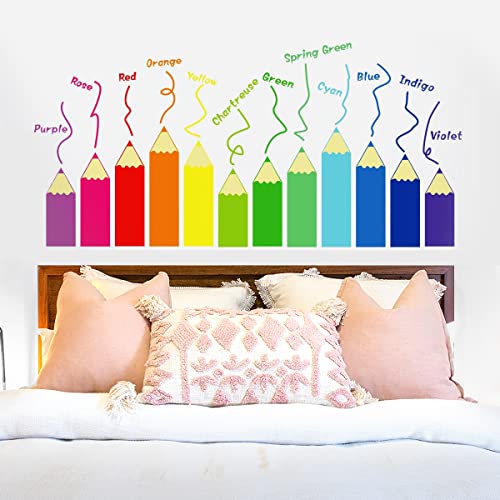 Color Wall Decals for Kids Room, 12 Colors, Large Educational Wall Stickers, Color Kids Wall Corner Decor for Daycare, Nursery, Classroom, Playroom, Living Room, Bedroom