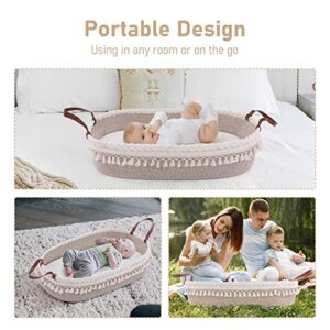 Baby Changing Basket for Babies, Moses Basket Diaper Changing Station Changing Table Topper with Foam Changing Pad 3 Pack Waterproof Cotton Mattress Changing Pad Cover, Boho Nursery Decor