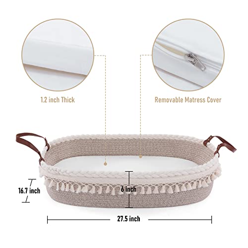 Baby Changing Basket for Babies, Moses Basket Diaper Changing Station Changing Table Topper with Foam Changing Pad 3 Pack Waterproof Cotton Mattress Changing Pad Cover, Boho Nursery Decor