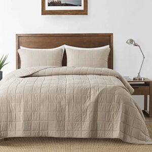 B2EVER Beige Quilt Queen Size Bedding Sets with Pillow Shams, Lightweight Soft Bedspread Coverlet, Quilted Blanket Thin Comforter Bed Cover for All Season Spring Summer, 3 Pieces, 90x90 inches