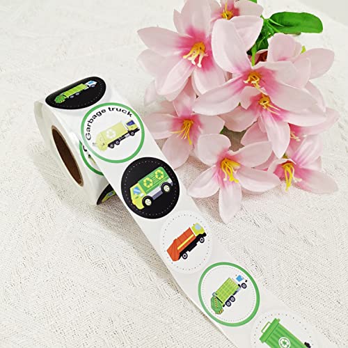 ATSMOICY 500PCS Garbage Truck Themed Party Decorations Labels Roll Stickers - Rubbish Truck Themed Baby Shower Birthday Waste Management Recycling Party Supplies Decorations Favors Stickers