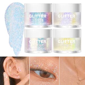 LANGMANNI Holographic Body Glitter Gel for Body, Face, Hair and Lip.Color Changing Glitter Gel Under Light. Vegan & Cruelty Free-1.35 oz (2# Sparkling Pink)