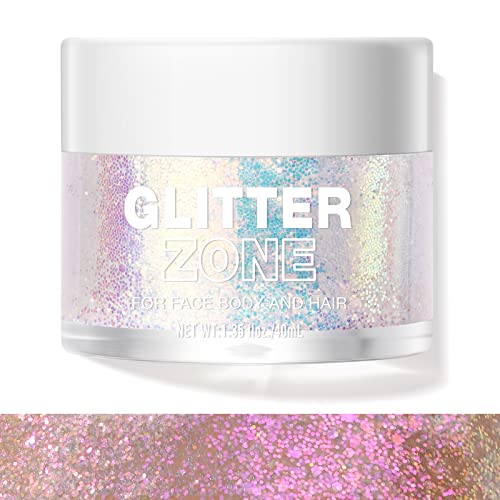 LANGMANNI Holographic Body Glitter Gel for Body, Face, Hair and Lip.Color Changing Glitter Gel Under Light. Vegan & Cruelty Free-1.35 oz (2# Sparkling Pink)