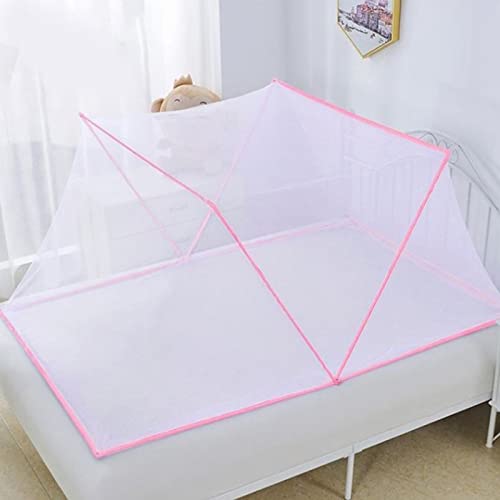 Mosquito Tent, 125 x 70 x 50cm Foldable Mosquito Net Bedroom Bed Net Tent Portable Mosquito Net Tent Easy to Store Lightweight for Room (Pink)