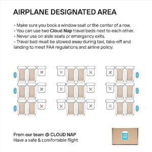 Cloud Nap Inflatable Airplane Bed for Toddler - Baby Airplane Bed - Toddler Airplane Bed - Inflatable Bed for Airplane Kids - Airplane Toddler Bed - Travel Baby Bed - Carry On Bag, Pump & Seat Belt
