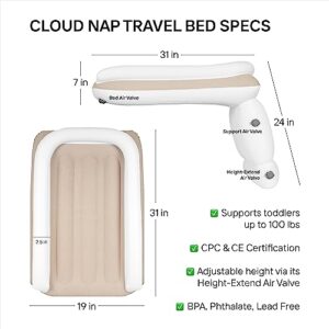 Cloud Nap Inflatable Airplane Bed for Toddler - Baby Airplane Bed - Toddler Airplane Bed - Inflatable Bed for Airplane Kids - Airplane Toddler Bed - Travel Baby Bed - Carry On Bag, Pump & Seat Belt
