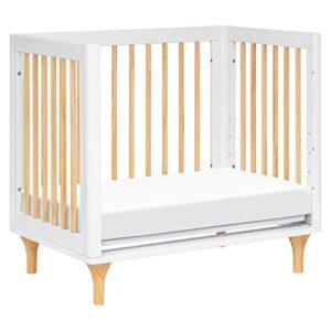 Babyletto Lolly 4-in-1 Convertible Mini Crib and Twin Bed with Toddler Bed Conversion Kit in White and Natural, Greenguard Gold Certified