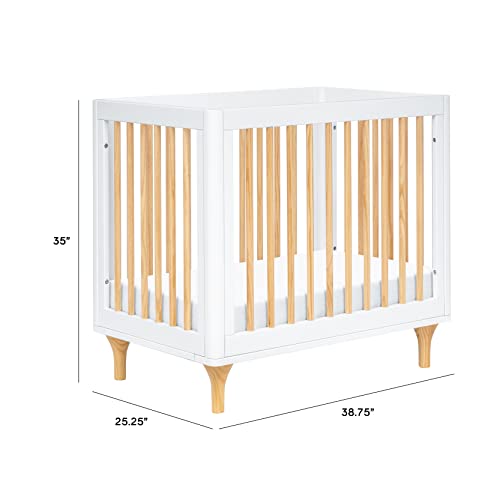 Babyletto Lolly 4-in-1 Convertible Mini Crib and Twin Bed with Toddler Bed Conversion Kit in White and Natural, Greenguard Gold Certified