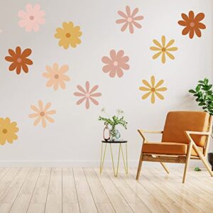 teling 16 pieces daisy wall decal flower vinyl wall decals boho nursery wall art peel and stick flower wall stickers daisy wall decor for kid's bedroom living room nursery classroom decorations