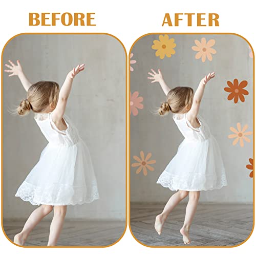 Teling 16 Pieces Daisy Wall Decal Flower Vinyl Wall Decals Boho Nursery Wall Art Peel and Stick Flower Wall Stickers Daisy Wall Decor for Kid's Bedroom Living Room Nursery Classroom Decorations