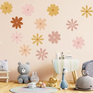 Teling 16 Pieces Daisy Wall Decal Flower Vinyl Wall Decals Boho Nursery Wall Art Peel and Stick Flower Wall Stickers Daisy Wall Decor for Kid's Bedroom Living Room Nursery Classroom Decorations