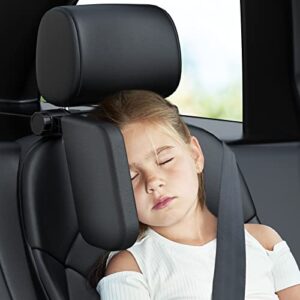 jzcreater car headrest pillow,360°adjustable kids headrest, one side head neck support rest pillows, u shaped car travel sleeping headrest pillow, suitable for kids, adults, one side-black