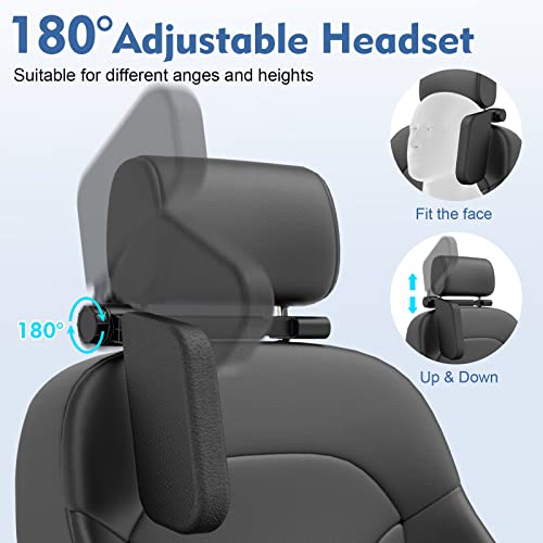 JZCreater Car Headrest Pillow,360°Adjustable Kids Headrest, One Side Head Neck Support Rest Pillows, U Shaped Car Travel Sleeping Headrest Pillow, Suitable for Kids, Adults, One Side-Black