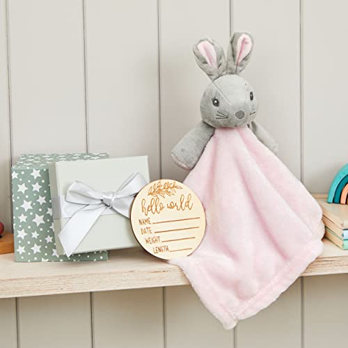 Bunny Lovey Bunny Security Blanket Loveys for Baby Girls Milestone Gift Set Box Present New Baby Newborn Pink Toy Baby Security Blankets for Girls Personalize