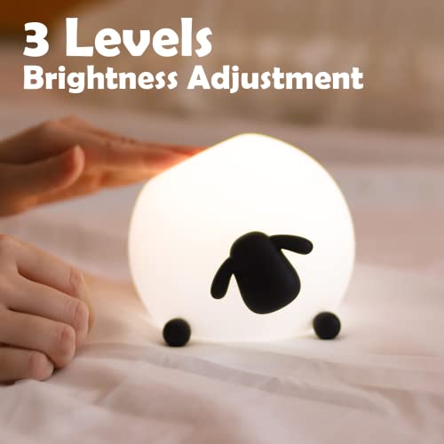 WakeCreator Cute Little Sheep Night Light for Kids with 3 Levels of Brightness Adjustment，USB-C Rechargeable LED Night Light & Tap Control，Cute Lamp，Night Lamp，Aesthetic Lamp