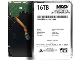 mdd 16tb 7200rpm 256mb cache sata 6.0gb/s 3.5inch internal hard drive for surveillance storage (md16tgsa25672dvr) - 3 years warranty