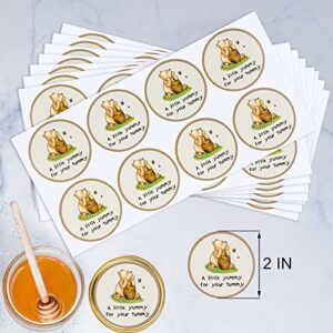 Stickers with A Little Yummy for Your Yummy 64 Pcs, 2 inches Stickers for Winnie The Pooh Stickers, Gift for Party Favors, Baby Shower, Honey Jar, Wedding Favors