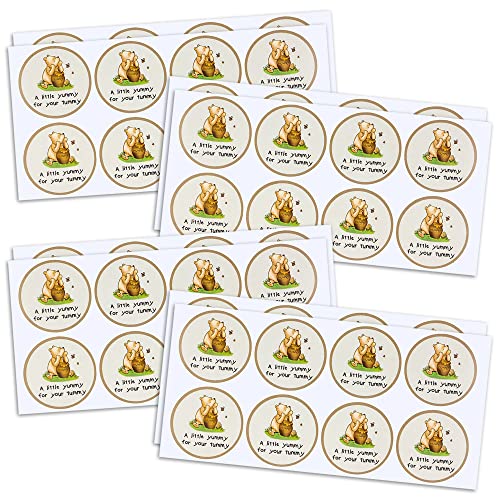 Stickers with A Little Yummy for Your Yummy 64 Pcs, 2 inches Stickers for Winnie The Pooh Stickers, Gift for Party Favors, Baby Shower, Honey Jar, Wedding Favors