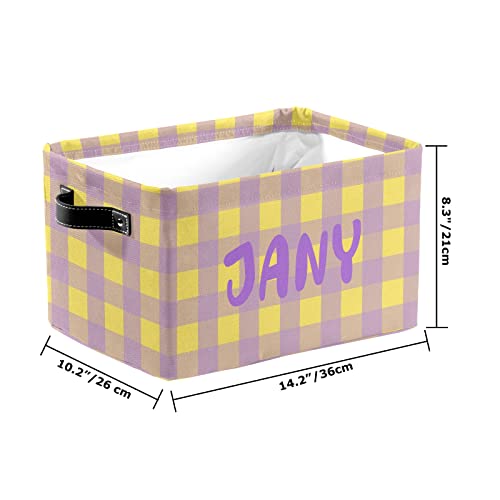 Foldable Personalized Basket Toy Box for Boys Girls Waterproof Custom Storage Baskets Bin with Name Closet Shelf Nursery Customized Boxes Cubes Organizer with Handles, 1 Pack