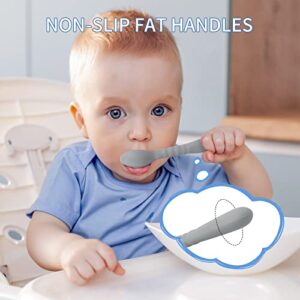 Silicone Baby Feeding Spoons [6 Pack] ME.FAN First Stage Baby Infant Spoons - Baby Utensils Soft Training Spoon Self Feeding - Chew Spoon Set for Babies and Toddlers