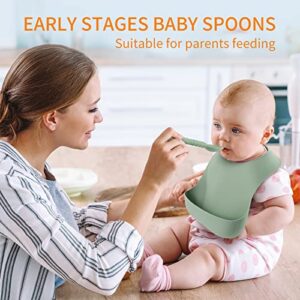 Silicone Baby Feeding Spoons [6 Pack] ME.FAN First Stage Baby Infant Spoons - Baby Utensils Soft Training Spoon Self Feeding - Chew Spoon Set for Babies and Toddlers