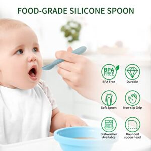 Silicone Baby Feeding Spoons [6 Pack] ME.FAN First Stage Baby Infant Spoons - Baby Utensils Soft Training Spoon Self Feeding - Chew Spoon Set for Babies and Toddlers