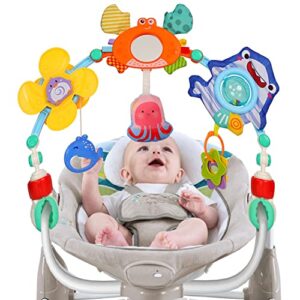 tinitigies | travel arch bassinet toys for infant & toddlers - ideal for infants & toddlers - fits stroller & pram - activity arch with fascinating toys