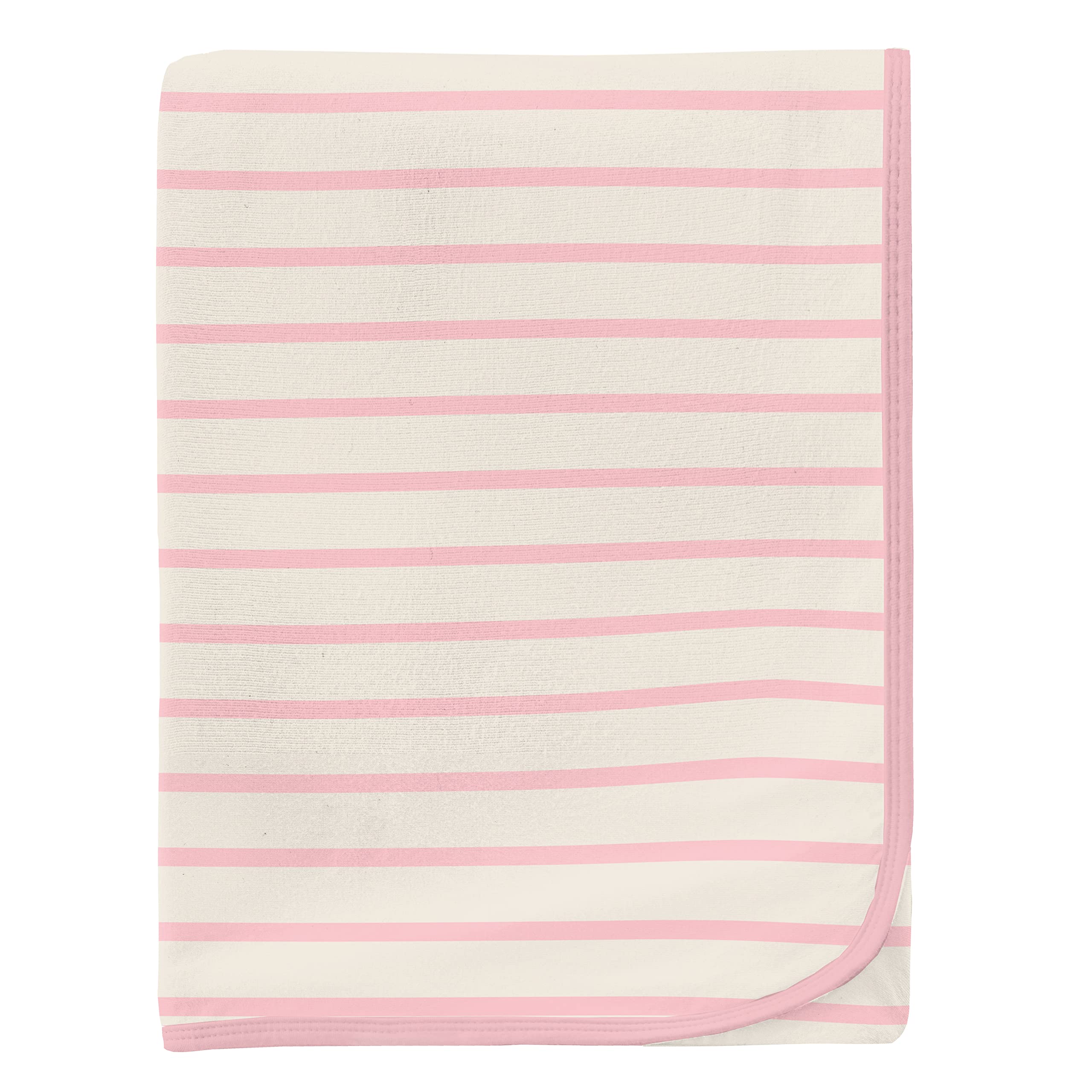 KicKee Pants Swaddling Blanket, Made from Luxuriously Soft KicKee Signature Blend Bamboo Fabric, Buttery Softness for Snuggling Your Baby (Lotus Sweet Stripe - One Size)