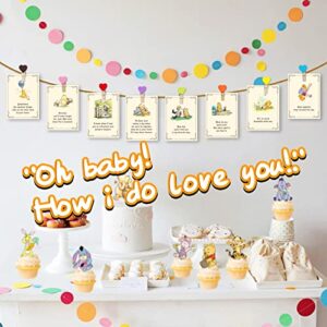 BLUEGALA HYCLAM Classic Winnie Wall Decor Pooh Bear Quotes 5x7 Inch Adorable For Baby Shower Decoration Cute Winnie Wall Decor for Nursery Decoration Cards Birthday Party Centerpiece For Tables