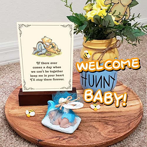 BLUEGALA HYCLAM Classic Winnie Wall Decor Pooh Bear Quotes 5x7 Inch Adorable For Baby Shower Decoration Cute Winnie Wall Decor for Nursery Decoration Cards Birthday Party Centerpiece For Tables