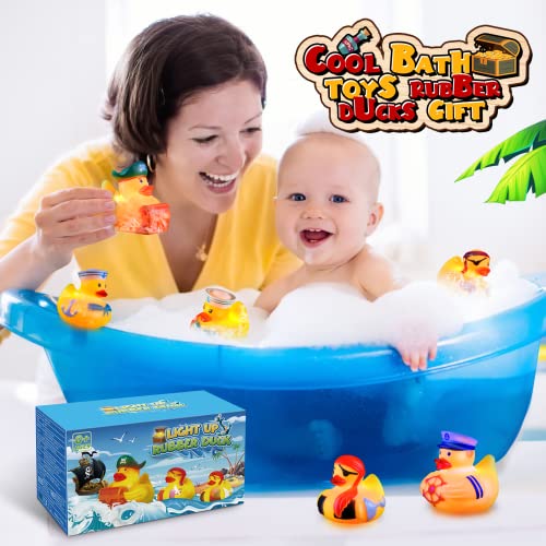 Bath Toys for Toddlers 1-3,Light Up Bath Toys Rubber Ducks,Toddler Bath Toys for 1 2 3 4 Year Old Boy Girl,Idea Birthday Gifts for Boys Girls Age 1-4,Fun Water Bath Toys Pool Toys Autism Sensory Toys