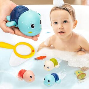 padonise 3 pack baby bath toys swimming turtle water bath toys for toddlers 1-3, floating wind up toys for 1-5 year old boy girls, new born baby infant bathtub water toys, preschool toddler pool toys