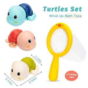 PADONISE 3 Pack Baby Bath Toys Swimming Turtle Water Bath Toys for Toddlers 1-3, Floating Wind Up Toys for 1-5 Year Old Boy Girls, New Born Baby Infant Bathtub Water Toys, Preschool Toddler Pool Toys