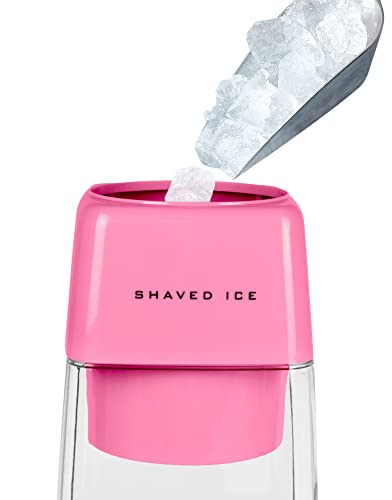 Nostalgia Retro Electric Table-Top Snow Cone Maker, Vintage Shaved Ice Machine Includes 1 Reusable Plastic Cup and Ice Mold, Pink
