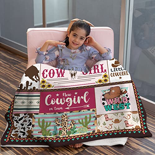 MUCHNEE Cowgirl Baby Blankets 30'' x 40'' for Girls, Western Blankets for Baby Kids, Newborn Baby Parents Gift, Baby Girls Blanket, Pink Blanket, Blanket Décor for Nursery, Baby Birthday Gifts