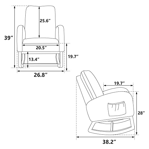 Merax Nursery Accent Rocker Armchair with Side Pocket, Upholstered High Back Wooden Rocking Chair for Living Room Baby Kids Room Bedroom (Beige Boucle)