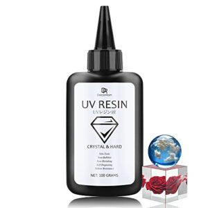 uv resin - upgraded 100g crystal clear hard uv glue for jewelry making, pendant, diy crafts - low odor solar cure ultraviolet fast cure epoxy resin sunlight activated glue for resin mold, casting