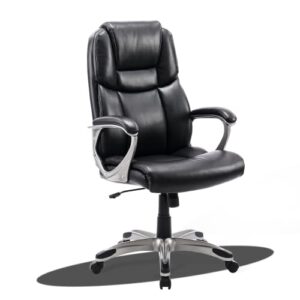 neutype executive office chair high back home office desk chairs with wheels pu leather ergonomic computer chair with lumbar support adjustable height & swivel big and tall office chair - black