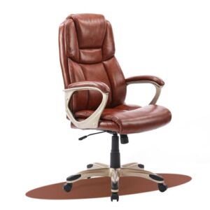 neutype executive office chair high back home office desk chairs with wheels pu leather ergonomic computer chair with lumbar support adjustable height & swivel big and tall office chair - brown