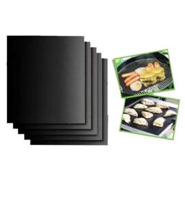 liboyixi grill mat set of 5-non-stick bbq grill mats, reusable, and easy to clean - works on electric grill gas outdoorcharcoal bbq，baking mats - 15.75 x 13-inch, black