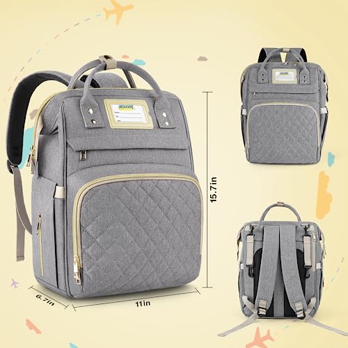 Xexxvre Diaper Bag Backpack, Multifunction Travel Back Pack Maternity Baby Changing Bags, Baby Bags for Boys Girls, Large Capacity, Waterproof and Stylish, Gray