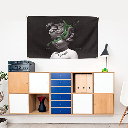 "Lil Baby Flags 3 * 5 Feet Album Cover With Four Brass Eyelets for Room Aesthetic Wall Art Bedroom Decor "