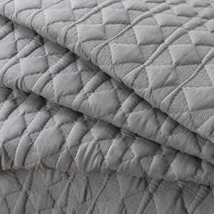 WDCOZY Dark Grey Quilt Queen Size Bedding Sets with Pillow Shams, Lightweight Soft Bedspread Coverlet, Quilted Blanket Thin Comforter Bed Cover, All Season Spring Summer, 3 Pieces, 90x90 inches