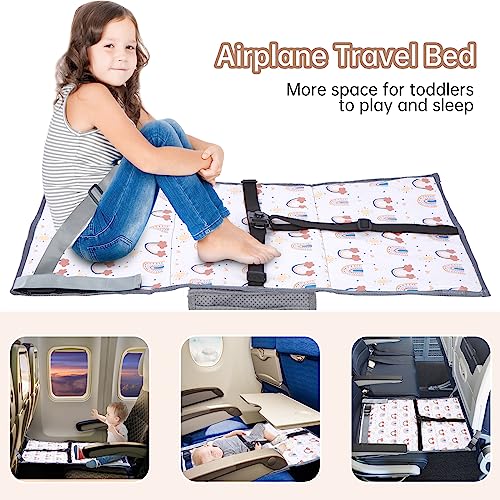 Airplane Seat Extender for Kids, Portable Toddler Airplane Bed, Baby Airplane Hammock Travel Essentials for Kids, 31.1x17.3in Foldable, Comfortable, Waterproof, Durable and Safe