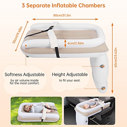 PAHTTO Inflatable Airplane Bed for Kids, Portable Toddlers Airplane Blow Up Bed for Travel, Baby Airplane Mattress with Hand Pump, Toddler Airplane Travel Essentials