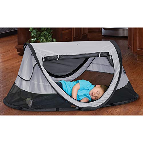 KidCo P4012 Peapod Plus Foldable Lightweight Pop Up Child Portable Travel Bed with Storage Pocket, and Carry Bag for Camping, and Outdoors, Midnight