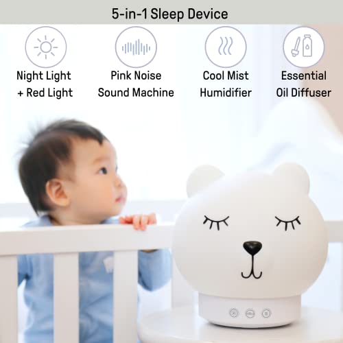 Ingenuity Baby Dream Machine 5-in-1 Sleep Device with Cool-Mist Humidifier, Night Light, Red Light, Pink Noise Sound Machine, Essential Oil Diffuser, Kids 5 Months - 7 Years for Nursery or Bedroom