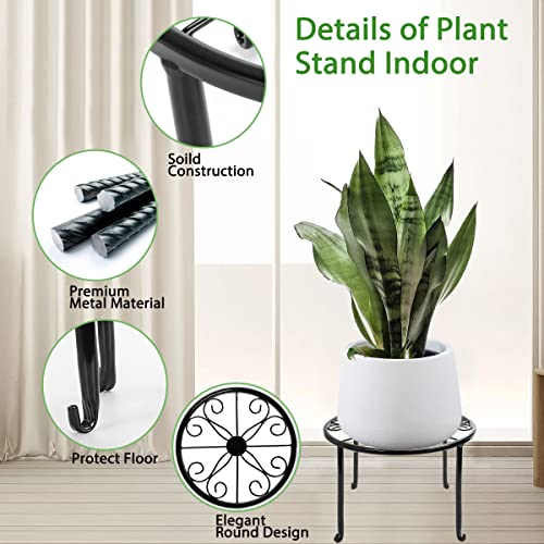 Metal Plant Stand 5 Pack Plant Stands for Indoor Outdoor Plants Multiple Heavy Duty Flower Pot Stand Holder Rustproof Iron Round Plant Shelf for Planter Outdoor Plant Stand for Patio & Garden Decor (Black)